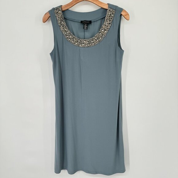 R&M Richards Sleeveless Beaded Neckline Shift Dress Size 6  Gray Women's - Picture 4 of 16